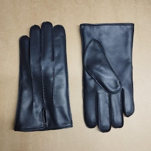 Herren handgemachte Schaffell Leder Winterhandschuhe mit schwarzem Fell gefüttert Geschenk für ihn