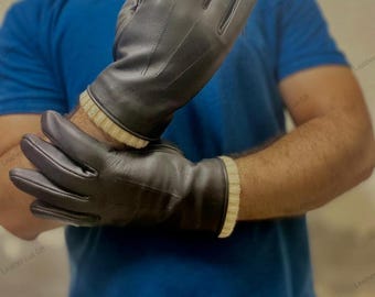 Handmade Leather Gloves: Faux Fur Lined Lambskin, Winter Warmth