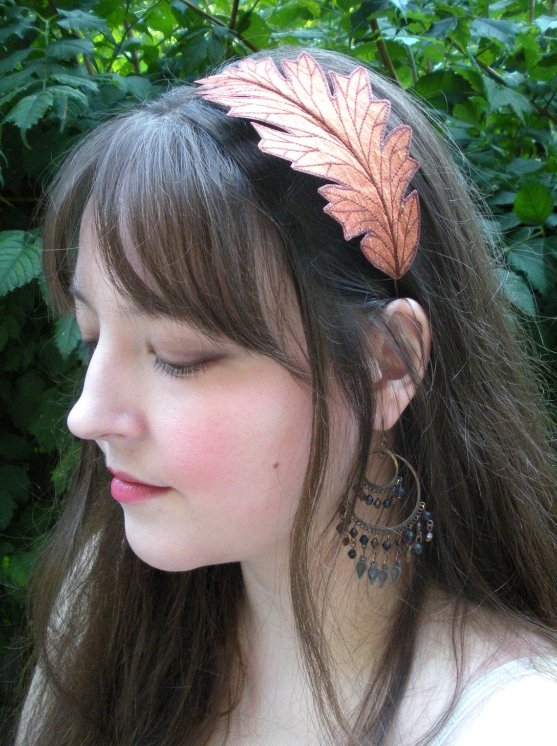 Oak Leaf Headband Unique Embroidered Silk Fabric Leaf Etsy
