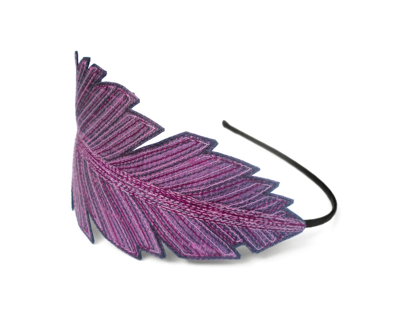 Feather Headband Eggplant Purple with Dark Plum RedViolet Etsy