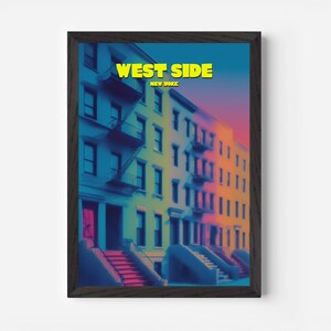 West Side Manhattan Travel Poster: Vintage New York Pop Art Print