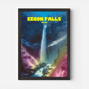 Kegon Falls Japan Travel Poster: Japanese Landscape Art Print