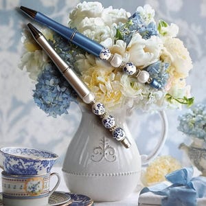 Blauw-witte chinoiseriepennen en bladwijzers | Toile de Jouy