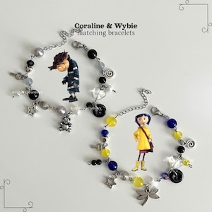 Bracelets inspirés de Coraline et Wybie / Bracelet de perles fait main / Acier inoxydable / Cadeaux pour couples, meilleurs amis / Bracelet de couple
