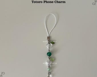 Green Aesthetic Phone Charm, Forest Spirit Guardian Accessory, Minimalist Anime Jewelry