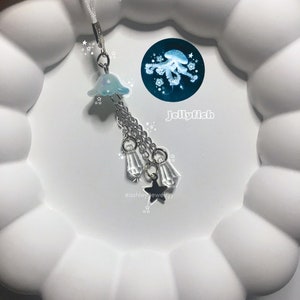 Jellyfish Phone Charm / Handmade Beaded Jewelry / Stainless Steel / Kawaii Charm / Gift for Her / Cute Charm / Gifts for Couples, Friends