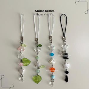 Anime Series Inspired Phone Charms / Beaded Keychains / Handmade Jewelry / Anime Jewelry / Studio Ghibli / Chihiro / Ponyo / Jiji / Totoro