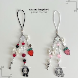 Nana & Hachi Inspired Phone Charms / Handmade Beaded Jewelry / Stainless Steel / Shoujo Inspired Gifts for Couples, Best Friends / Steel