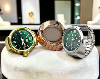 Vintage Alloy Quartz Ring Watch, Women Men Mini Clock Accessory