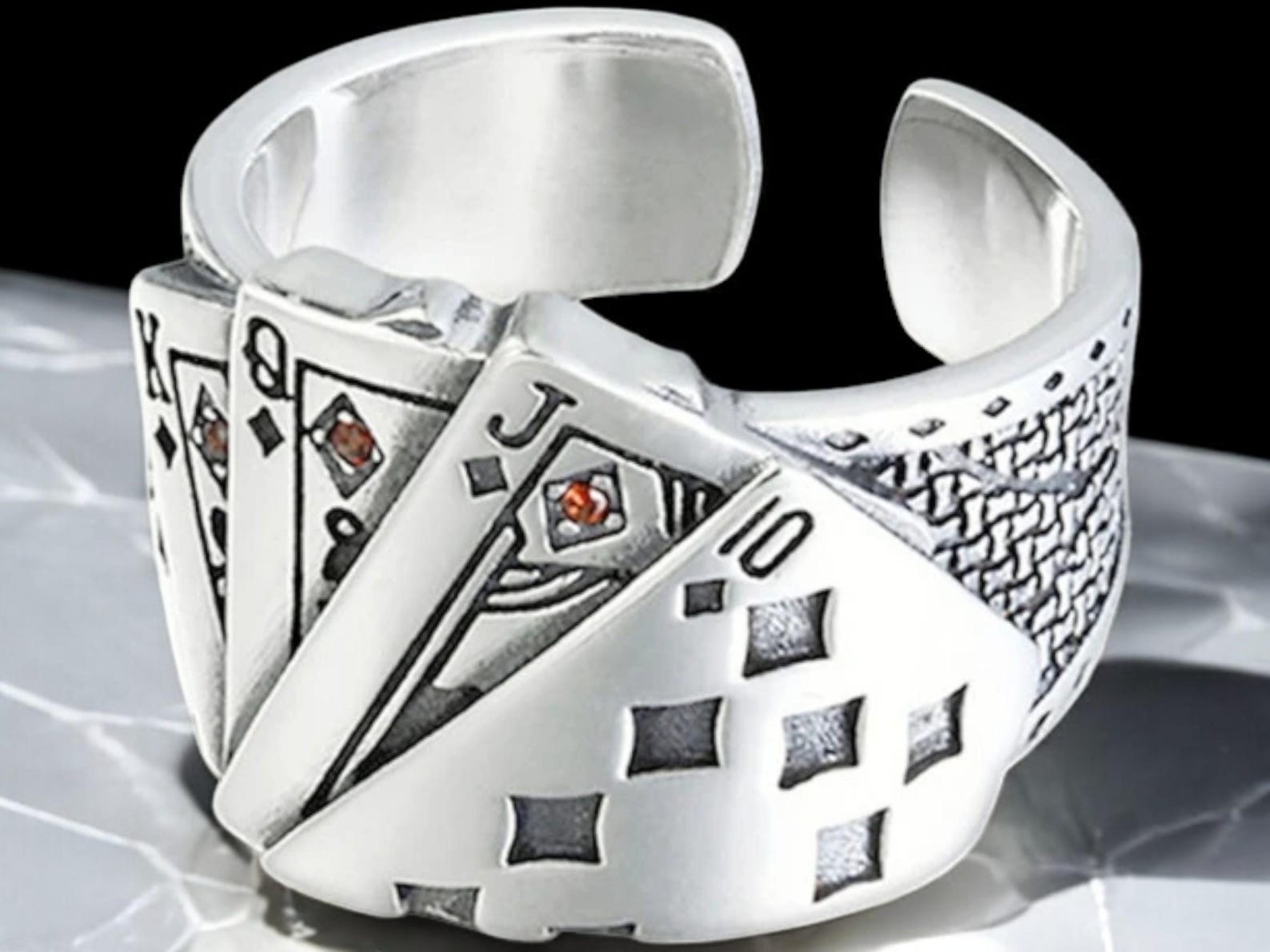 Hip Hop Playing Card Ring-adjustable Lucky Band,cool Finger Ring for ...