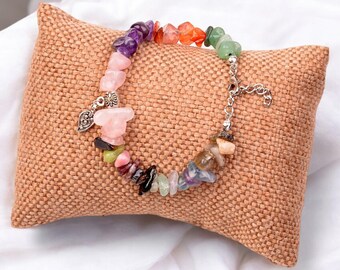 Armband met onbewerkte edelsteen: handgemaakte verstelbare armband