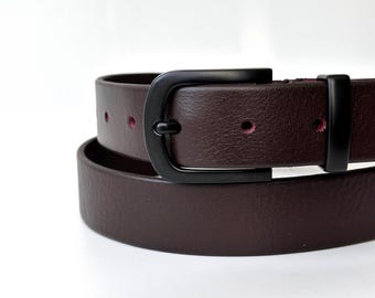 Dark Brown Leather Belt for Women – Smart Casual Minimal Belt with Black Buckle