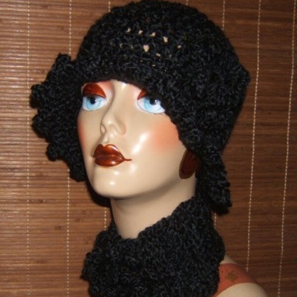 Lovely Crochet Cloche Hat & Neck Cuff Set