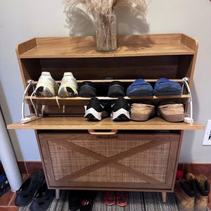 Shoe Storage Cabinet with 2 Flip Drawers, Freestanding Organizer