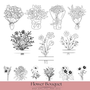 Strauß svg bündel, Blumen svg png handgezeichnet, Wildblumen svg, Hochzeit SVG, Feldpflanzen svg, Strauß Silhouette, Vektor, Instant Download