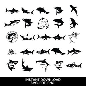 2025 Shark Svg Bundle, Shark Clipart, Shark Png, Sharks Svg, Cute Shark Svg, Shark Cricut, Shark Face Svg, Shark Silhouette, Shark Svg Files