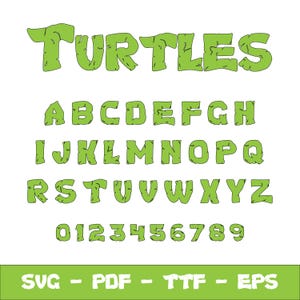 Ninja Turtles Font Svg, Alphabet Turtles, Arquivos para Cricut, Ninja Turtles SVG Bundle, Ninja Turtles SVG PNG Clipart Bundle, Ninja Turtles