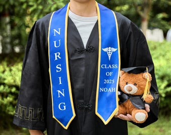 Custom Graduation Stole Satin Personalized Stole Custom Text Stole Custom Name & School Logo College Graduation Stole Grad Gifts For Her