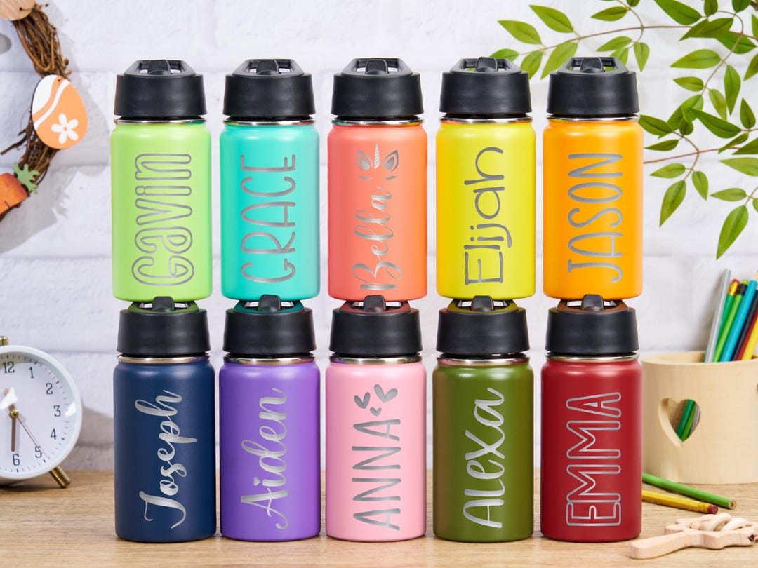 Engraved Kids Water Bottle Toddler Kids Gifts 12oz Stainless Steel ...