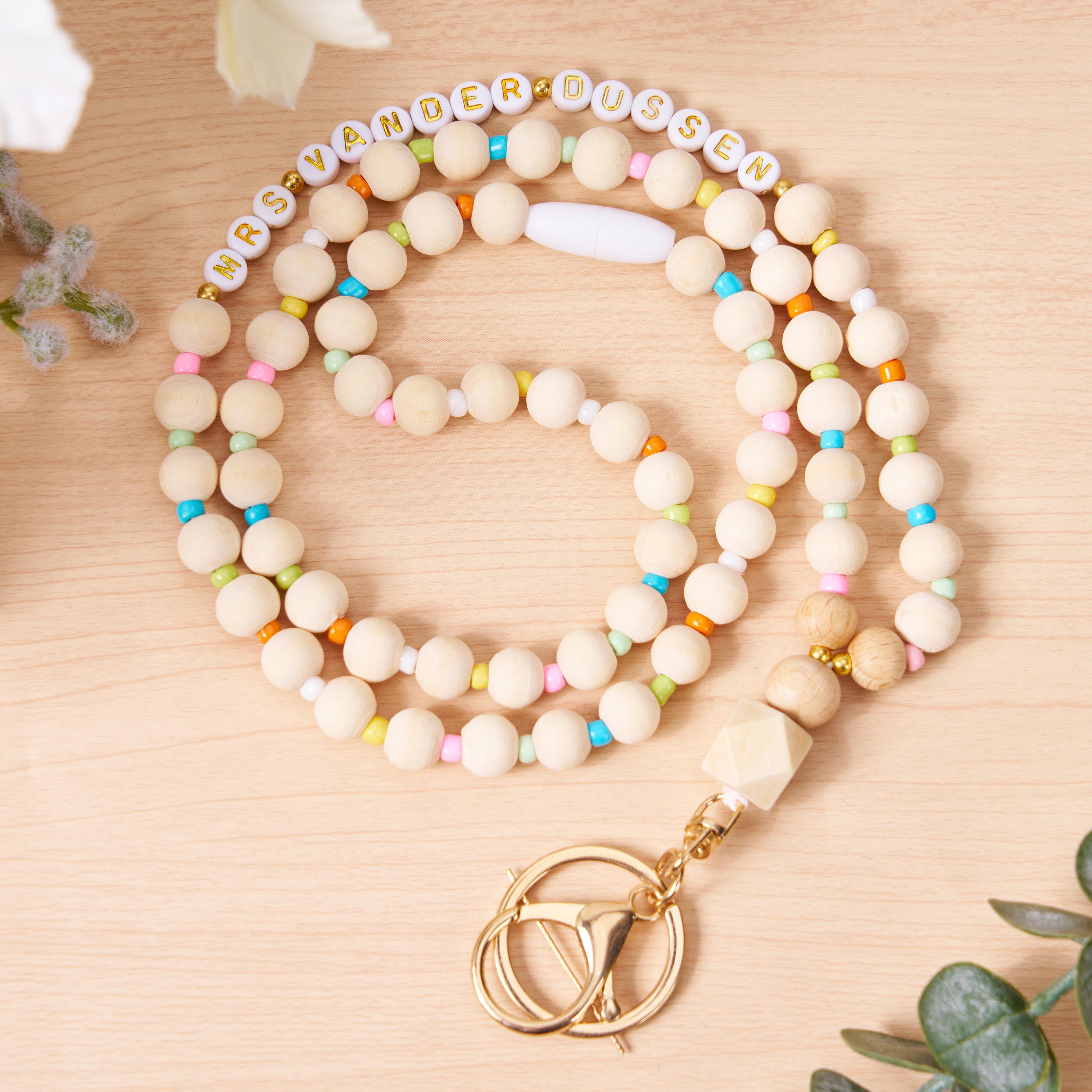 Personalized Teacher Lanyard,Custom Rainbow Teacher Lanyard Beaded,Wooden Name Bead Lanyard Teacher Gift Idea,Boho Lanyard Gift for her