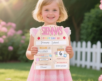 Personalized First and Last Day School Sign,Custom Name Kindergarten School Sign,Back to School Photo Prop,1st Day Of School Dry Erase Board
