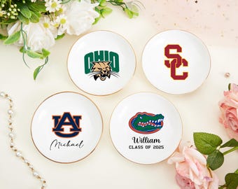 Porte-bijoux universitaire personnalisé, cadeau personnalisé pour diplômés pour elle porte-bijoux de l&#39;école de remise des diplômes, cadeau d&#39;acceptation de porte-bagues avec logo universitaire