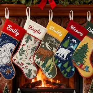 Christmas Stockings Personalized Holiday Stockings Custom Stocking with Name Embroidery Stocking for Family Christmas Stocking Xmas Decor