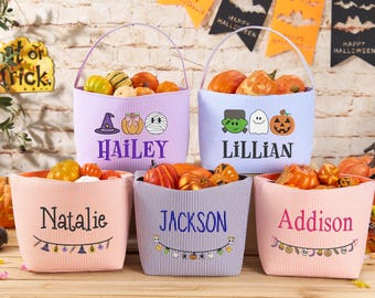 Personalized Halloween Treat Basket,Embroidered Trick or Treat Bag,Halloween Candy Basket,Candy Tote,Halloween gift,Halloween Tote