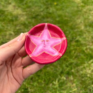 Celestial hand made trinket dishes Pink star dish