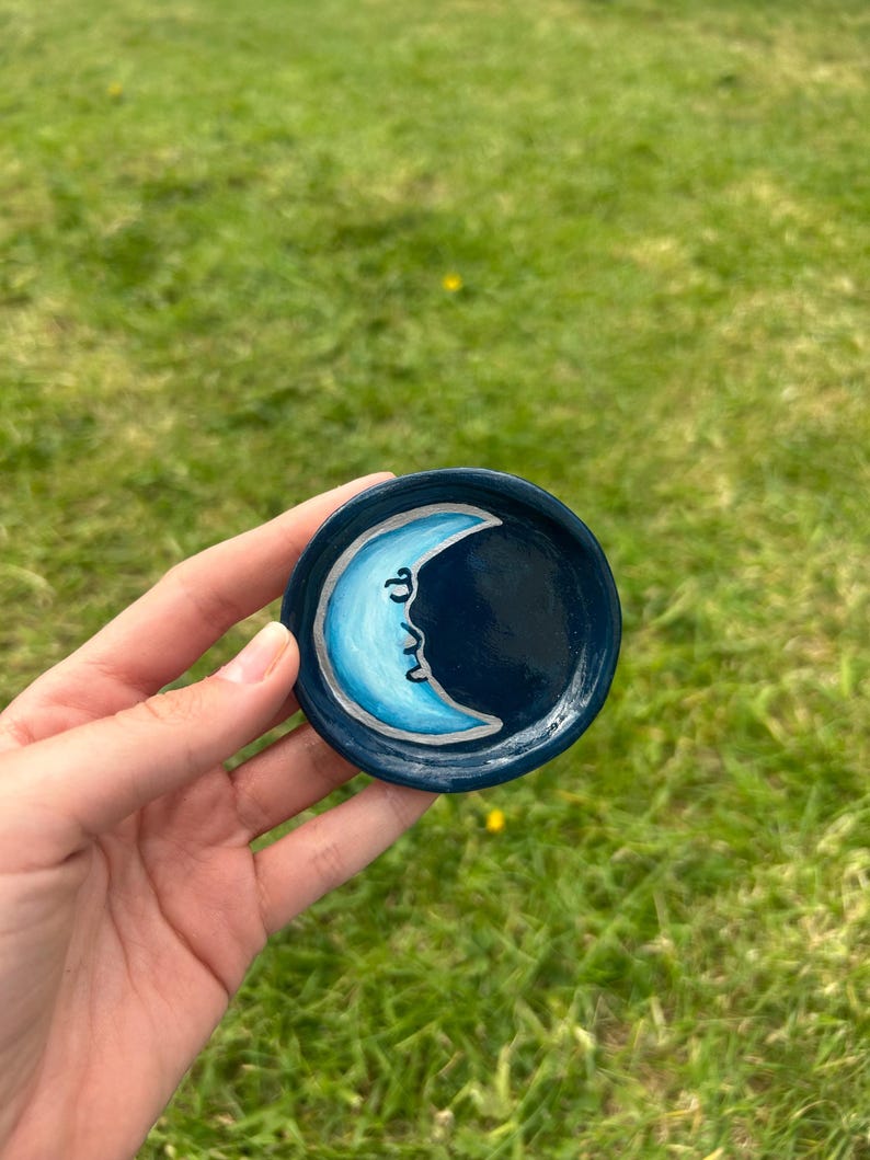 Celestial hand made trinket dishes Blue moon dish