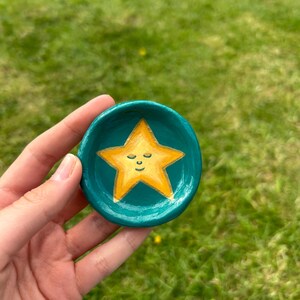 Celestial hand made trinket dishes Green star dish