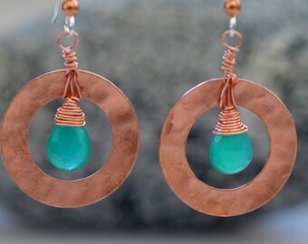 Copper and Green Earrings