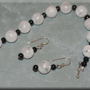Glass and Onyx Bead Bracelet and Earring Set