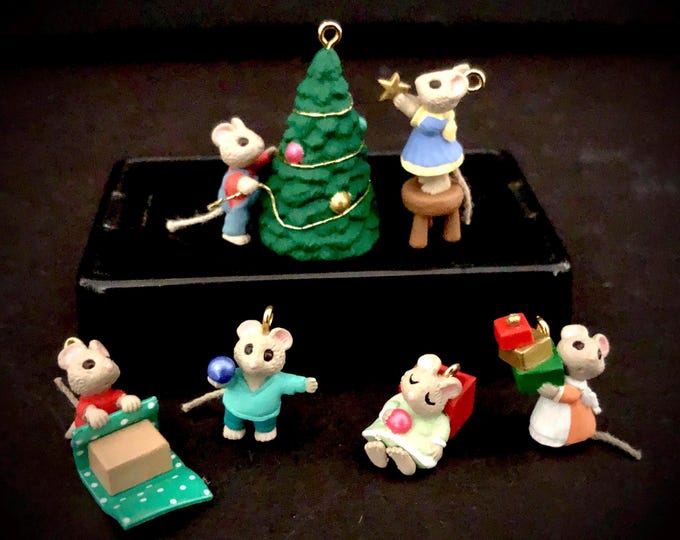 Vintage Christmas Miniature Mice Tiny Christmas Helpers by Hallmark 1996