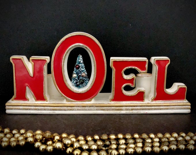 Holt Howard Vintage Christmas Noel Candelabra with Bottlebrush Tree MCM midcentury