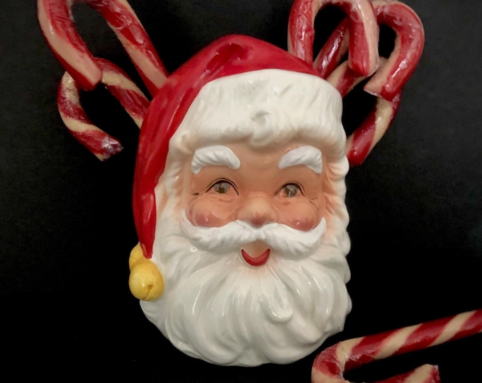 Lefton Vintage Christmas Santa Headvase Planter MCM midcentury