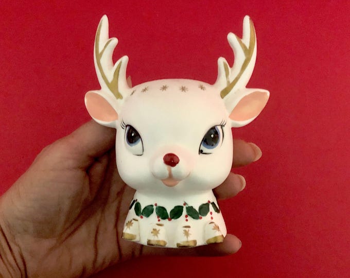 Napco Smaller Vintage Christmas Rudolph planter MCM midcentury reindeer deer
