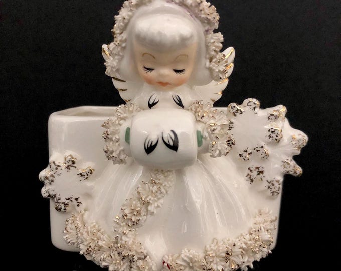 Holt Howard Vintage Christmas Ermine Angel Planter monochromatic MCM midcentury