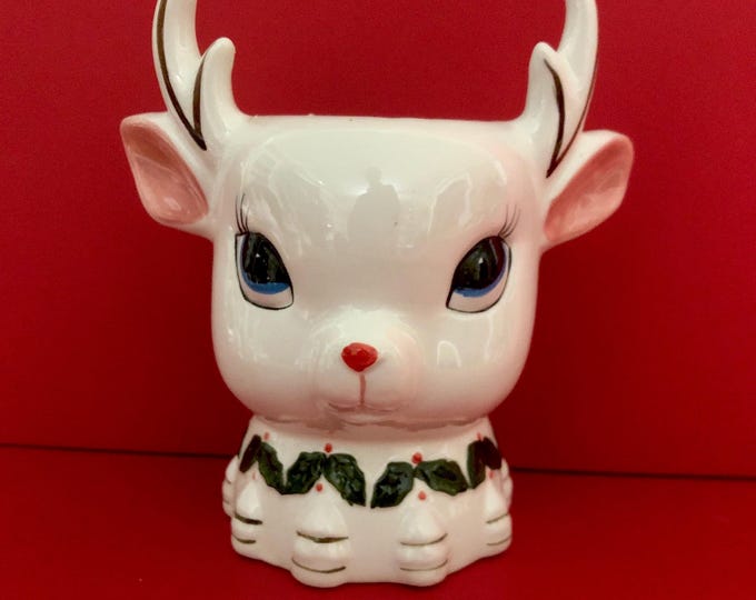 Larger Vintage Christmas Rudolph planter like Napco MCM midcentury reindeer deer