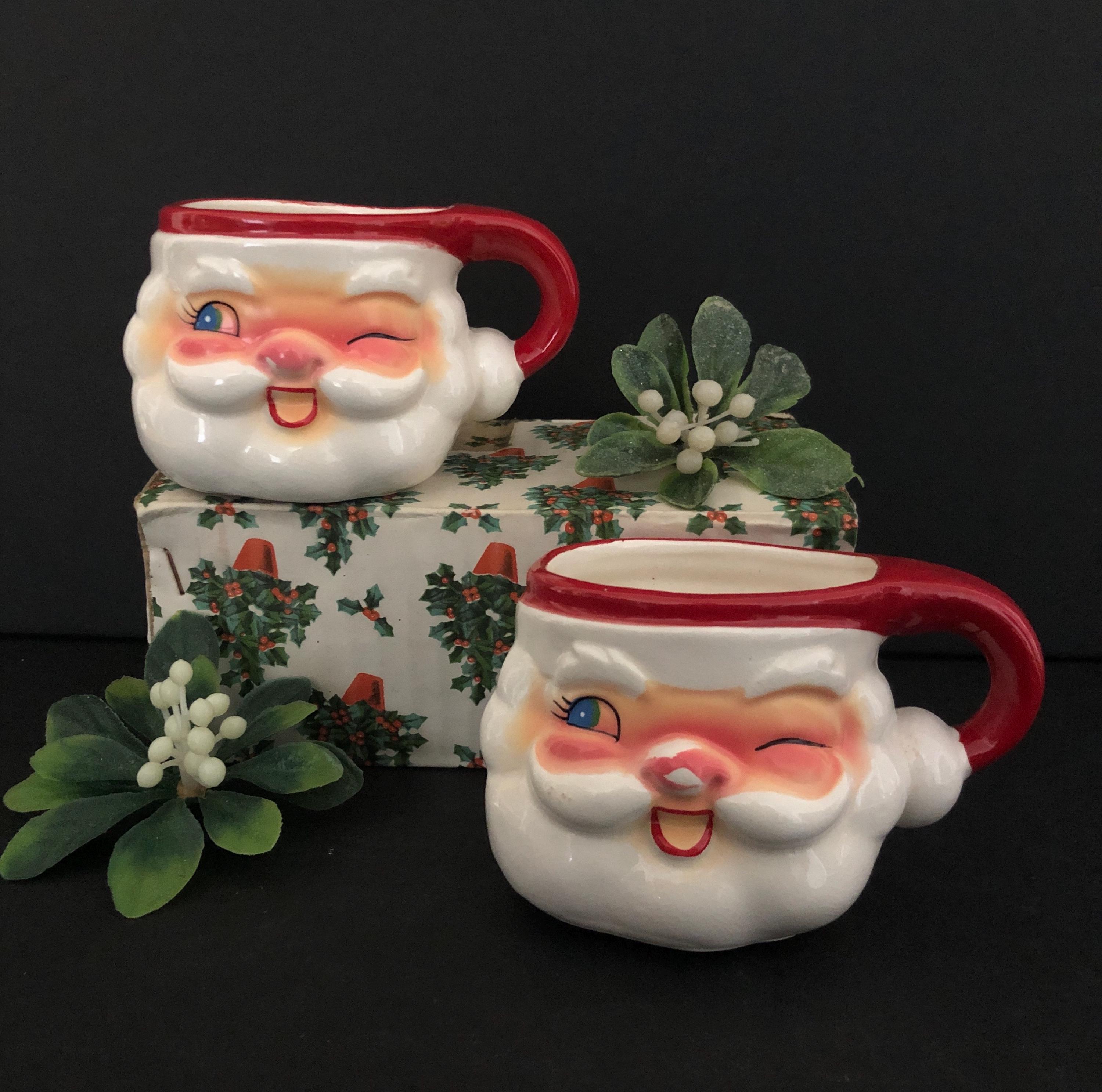 Vintage Winking Santa Mug