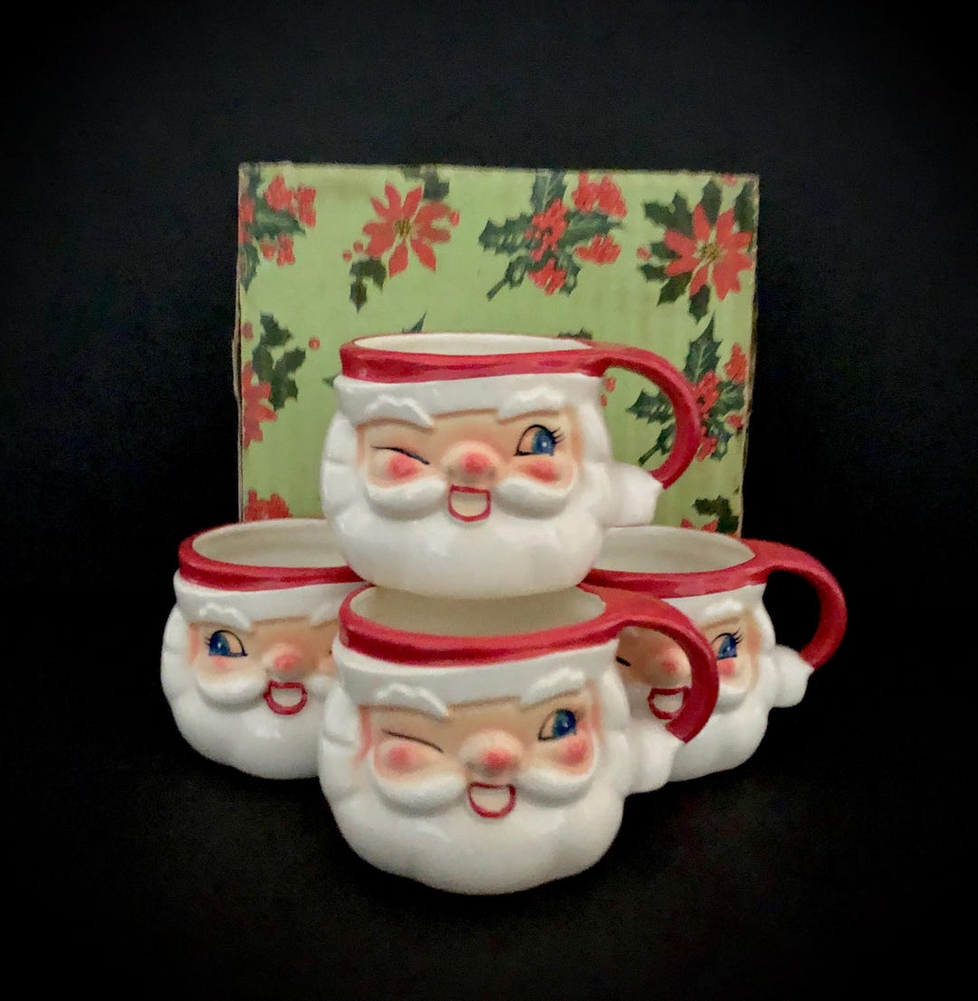 Holt Howard 1964 Winking Santa Mug Set in Original Box Vintage