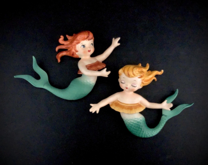 Mint Lefton Vintage Bandeau Mermaid Wall Plaques Plaque