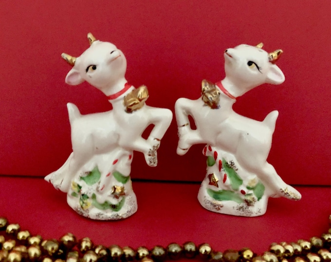 Relco Vintage Christmas Elegant Reindeer Salt Pepper Shakers MCM midcentury deer