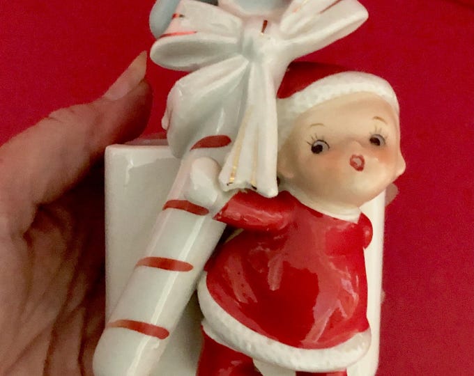 Mint Shafford Vintage Christmas Santa Baby planter with Giant Candycane MCM midcentury