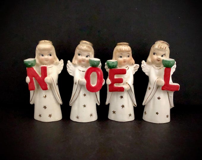 Commodore Vintage Christmas Smaller Fabulous Angel Noel Candleholders MCM midcentury