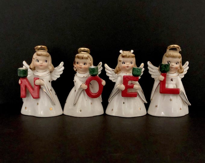 Holt Howard Vintage Christmas Fabulous Angel Noel Candleholders MCM midcentury