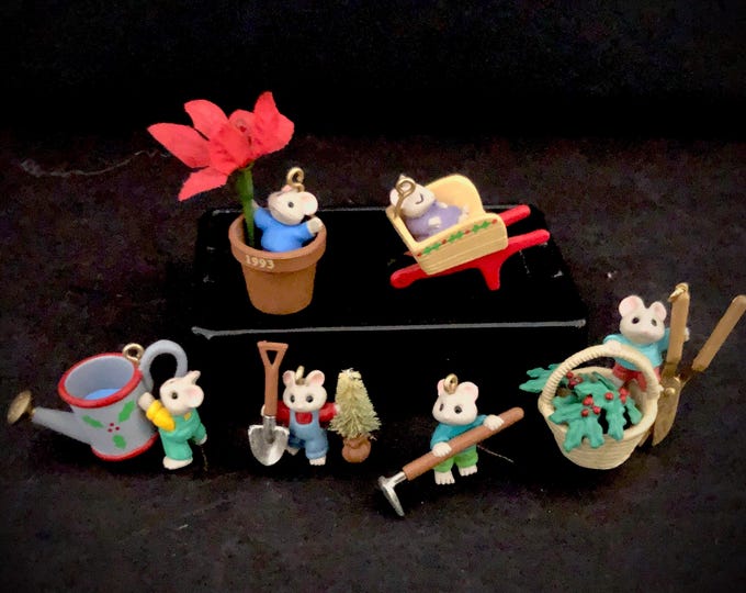 Vintage Miniature Mice Tiny Green Thumbs by Hallmark 1993