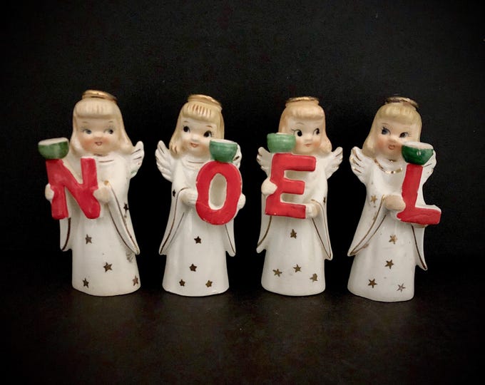 Commodore Vintage Christmas Smaller Fabulous Angel Noel Candleholders MCM midcentury