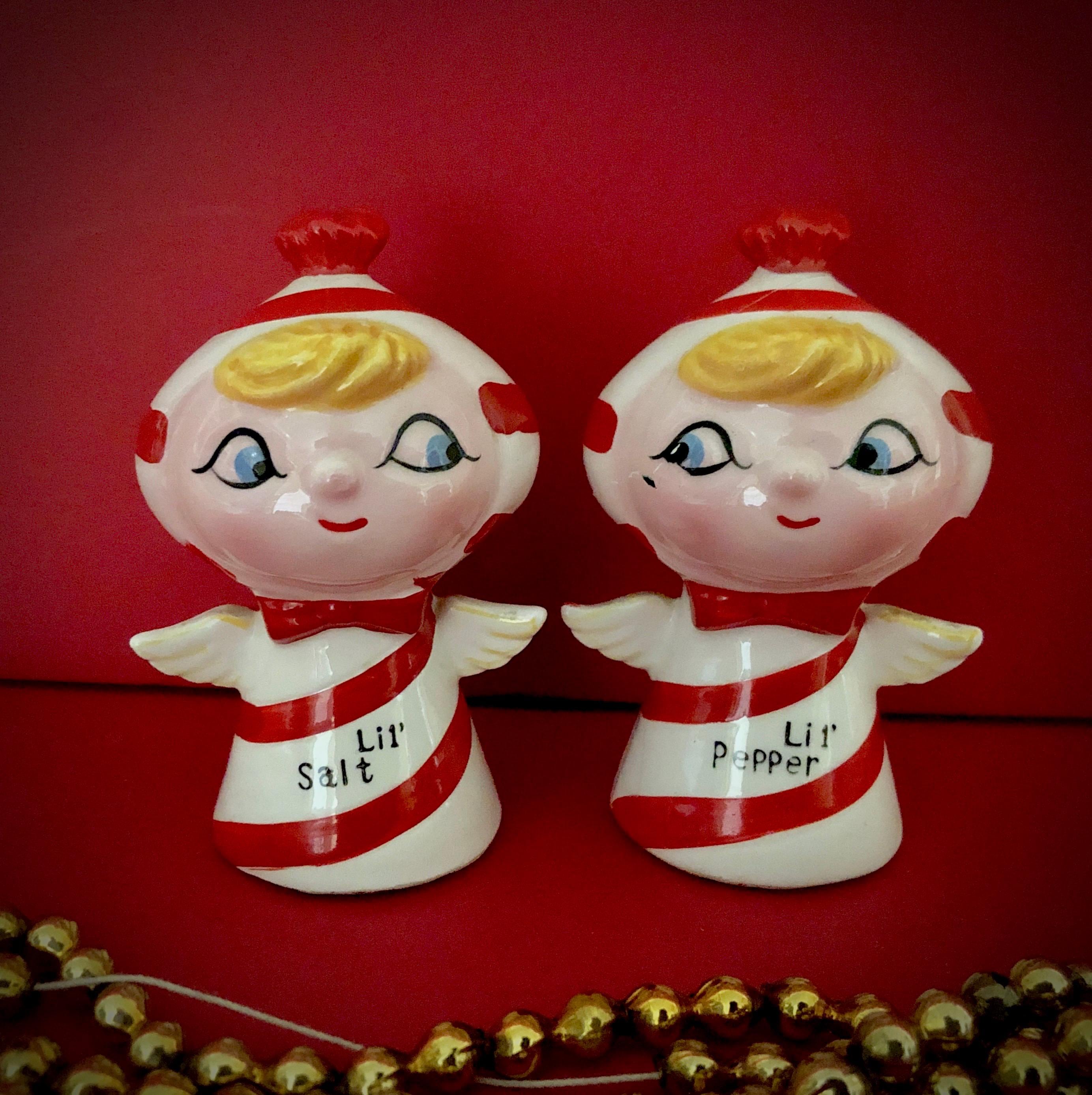 Repaired Holt Howard Candycane Angel Lil Salt and Lil Pepper