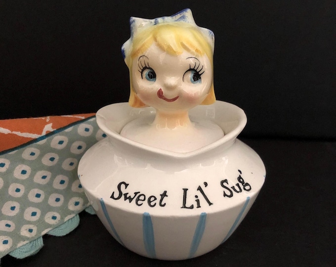 Lefton Pixieware Sweet Lil Sug Sugar Bowl MCM midcentury